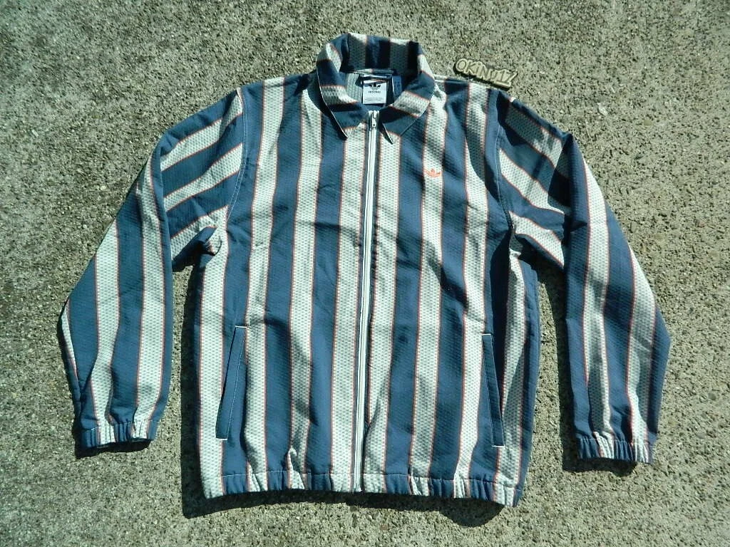 Veste d'échauffement rayée Adidas Originals 2020 neuve avec étiquettes fermeture éclair complète suprême M obyo