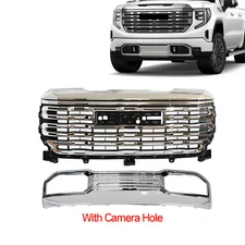 Front Grille/Lower Open Skid Plate Valance Chrome For GMC Sierra 1500 2022-2025