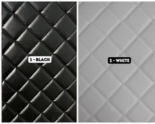 Black White Vinyl Grain Quilted Faux Leather Upholstery Fabric X 55" 4mm Foam