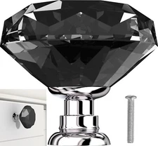 Black Diamond Crystal Cabinet Pull Knobs Single Hole Door Drawer Handle Lot 2023