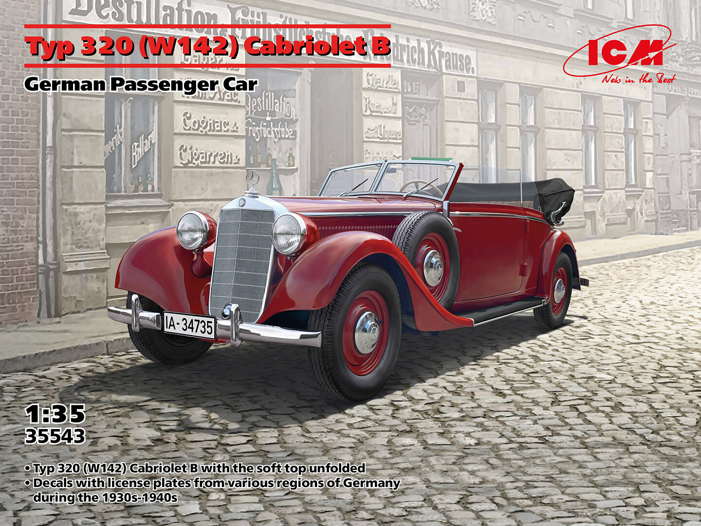 ICM 35543 1:35 Typ 320 (W142) Cabriolet B, German Passenger Car
