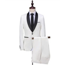 Ivory Men Slim Fit Suit Shawl Lapel Prom Party Dinner Groom Tuxedo Wedding Suit