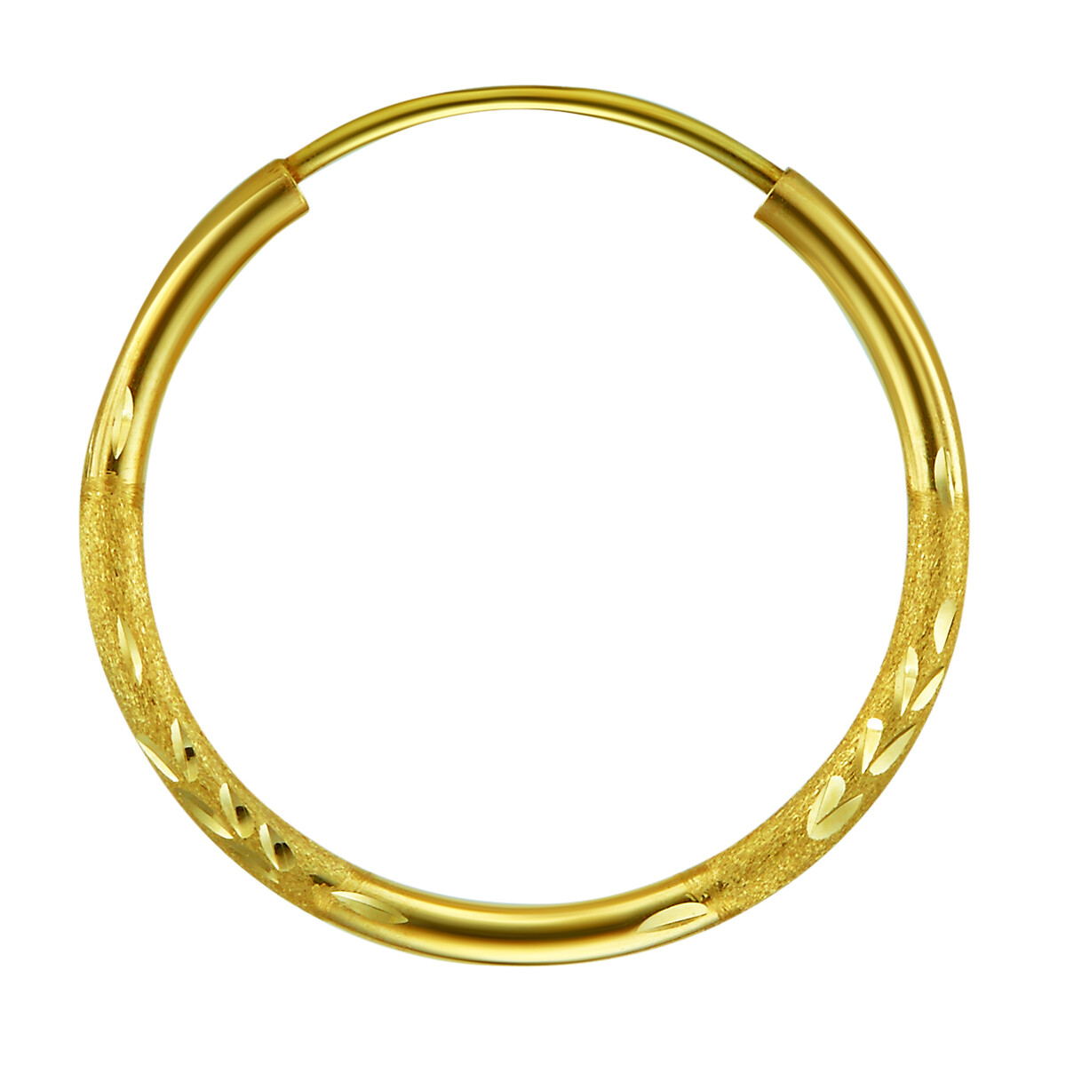 Wellingsale 14k Yellow Gold Diamond Cut 1.5mm Endless Hoop Earrings (20 x 20 mm)