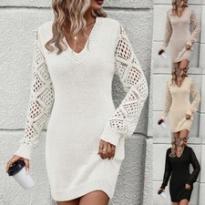 Split Knitted Sleeve Sweater Dress