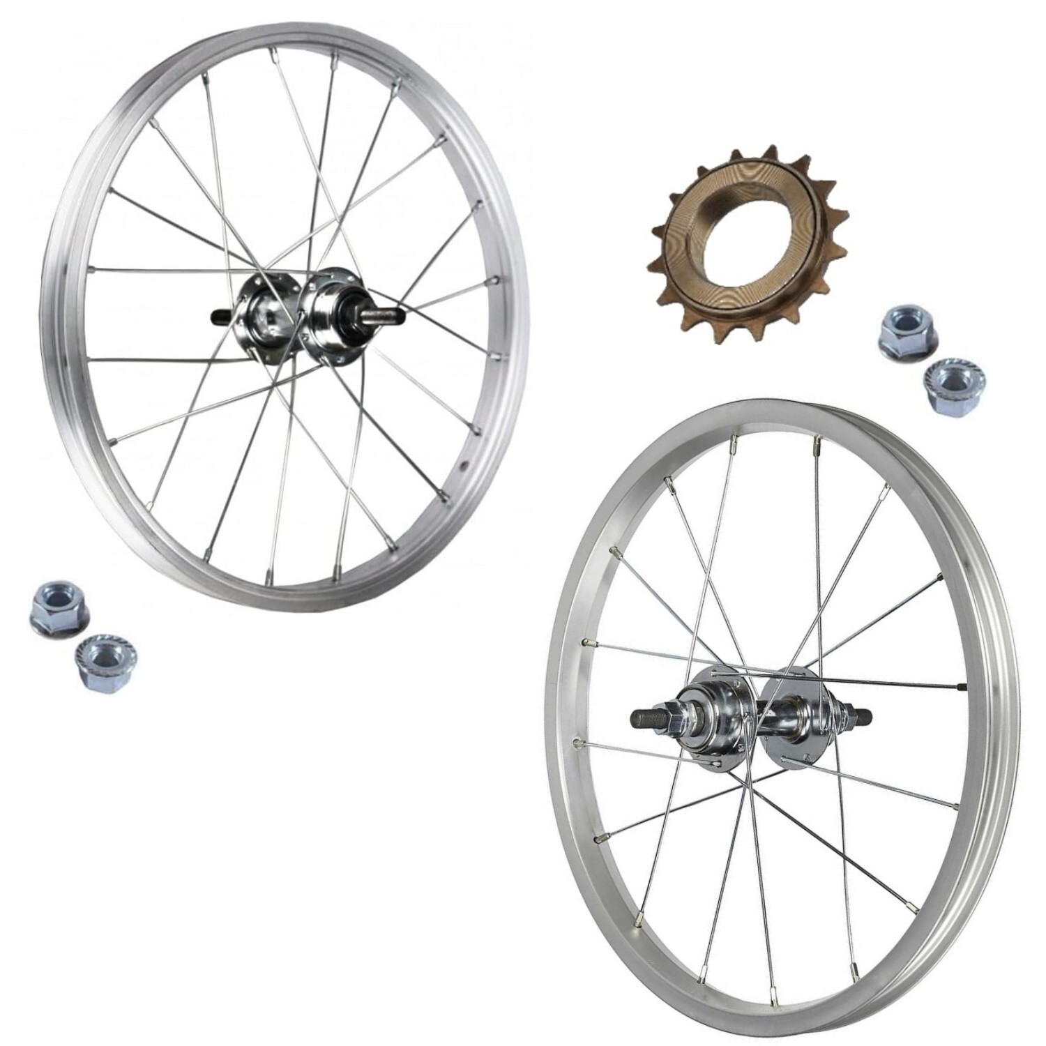 RUOTA / CERCHIO ANTERIORE + POSTERIORE BICI GRAZIELLA 16" x 1.75 + PIGNONE 16T