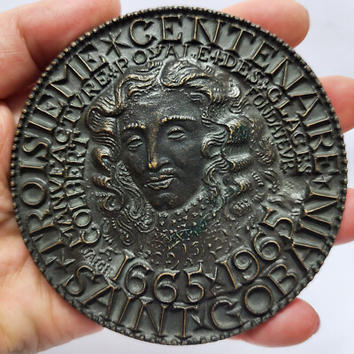 Jean-Baptiste Colbert SAINT GOBAIN 300 Years Anniversary Huge Bronze Medal 1965