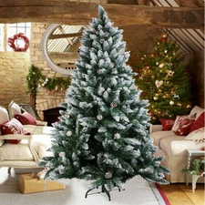 4/5/6/7FT Christmas Tree Xmas Holiday Decoration Artificial Snow Flocked w/Stand