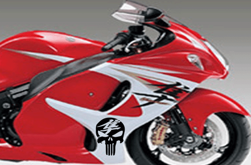 PUNISHER KANJI HAYABUSA MOTORCYCLE SKULL DECAL STICKER - Foto 2 di 12