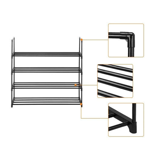 4 Tiers Shoe Rack Shoe Tower Shelf Storage Organizer for Bedroom, Entryway - Picture 4 of 8