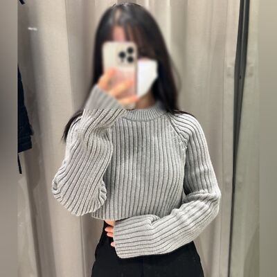 ZARA cropped knit round neck sweater 6771/025 | eBay