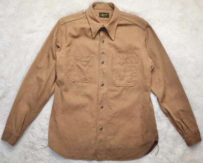 STEVENSON OVERALL CO. Double Duty Work Shirt DD4-BR Brown S Made in Japan