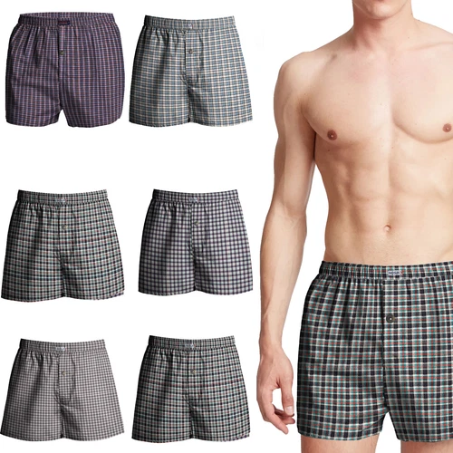 Boxers Men's Woven Boxer Shorts Cotton Rich Comfort Fit Underwear Casual