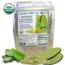 Aloe Vera  Nopal Cactus Gastritis Constipation Pure 100 Fiber 1/2 Lb ALKAVITA