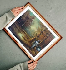 mandalorian grogu star wars art print poster upcycled thrift store painting