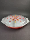 1970's Pyrex Friendship Pattern Divided Casserole Dish with Clear Lid 1.5qt