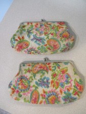 Vintage pair of colorful orange Brocade Clutch Handbags 7 x 4 inches