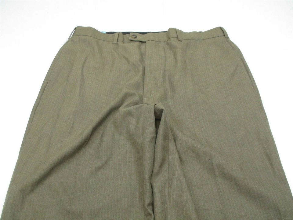 Pantalones VAN HEUSEN Para Hombre Talla 36 x 32 Vestido Frente Plano Marrón Rayas  Foto 2 de 4