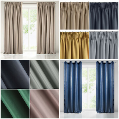 Opaque Curtains Eyelet Curling Ribbon Blackout Dense High Quality Rod Pull Through