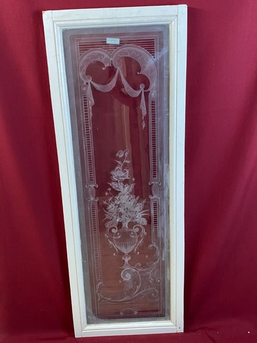 2x ANTIKE GLASSCHEIBE HISTORISMUS UM 1890 BLUMEN GIRLANDEN 43x141cm - Bild 8 von 14