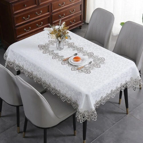 New Lace Rectangle Table Cloth Embroidery Table Cover For Table Wedding Decor - Image 4 of 4