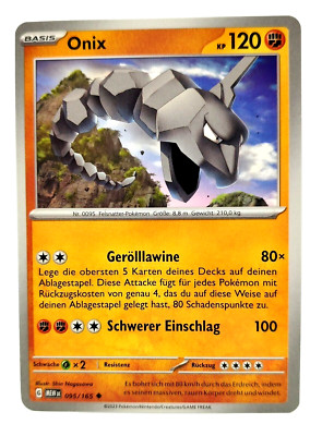 Pokemon Karte: Onix 095/165 Pokemon 151 MEW Deutsch NM