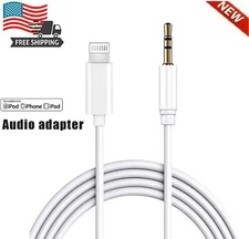 2 Pack For iPhone Audio Cable Adapter 8 Pin to 3.5mm AUX Audio Car Adapter Cord