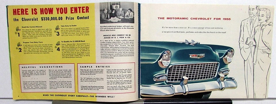 Chevrolet Belair 210 150 1955 folleto de ventas correo premio concurso ganar un coche original Foto 3 de 4
