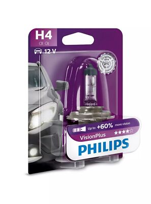 H4 12V 60/55W P43t Vision Plus +60% 1St. Blister Philips