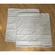 Set Of 2 Beige & White Striped 23” Pillow Shams