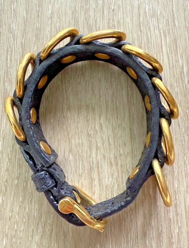 Burberry London Black and Gold Chain Buckle Bracelet USED Designer Made in Italy
