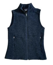 IBEX Womens Small 100% Merino Wool Vest USA Made Full Zip Charcoal Black