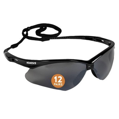   V30 Nemesis  Safety Glasses (25688), with Mirror Coating, Smoke Lenses, Bla...