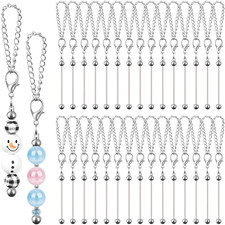 30 PCS Beadable Keychain Bars Bulk, Metal Blank Keychain Bars for Beads, DIY Bea