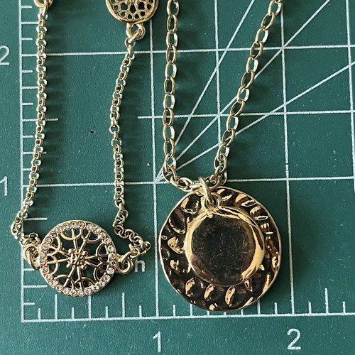 Ann Taylor 30" Long Gold Tone Necklace Stations Rhinestones NWT - 第 7/7 張圖片