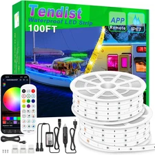 Boat Lights LED Waterproof 100FT, Marine Light Strip App Control, 12V RGB Pontoo