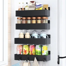 Magnetic Spice Rack for Refrigerator, Kitchen Organizer and Storage Shelf, Bl...
