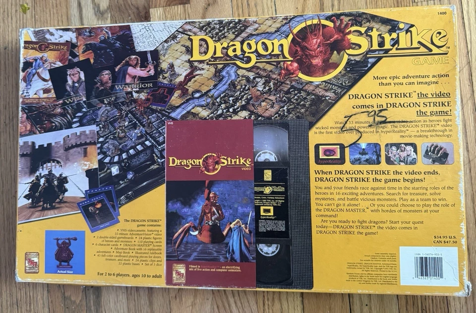 Vtg 1993 Dragon Strike Board Game W/VHS HyperReality 1400 By TSR --99% Complete - Image 2 of 4
