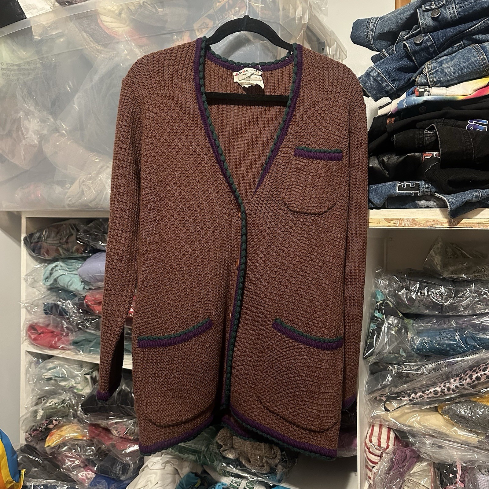 Maglione Saint Laurent Laine lana vintage anni 70 taglia media R10299