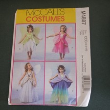 McCall's Costumes M4887 Sewing Pattern Size 2 3 4 5 Fairy Dress Wings Skirt