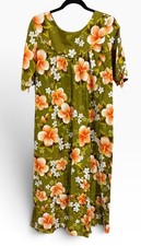 Ui-Maikai Hawaii Vintage Floral Maxi Dress Bark Cloth 60s Muumuu Aloha Hibiscus