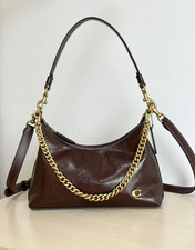 Coach CAD75 Juliet Shoulder Bag 25 Maple Glazed Leather Chain Crossbody Hobo Pur