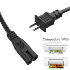 UL Listed 2 Prong Figure 8 Power Cord 6FT for HP Deskjet Printers