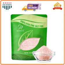 Soeos Himalayan Pink Salt, Fine Grain, 16 oz (1 Pound), Pink Himalayan Sea Salt