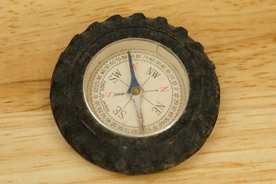Vintage Camping Map Tool Rubber Tire Mid Century Compass Made in Japan