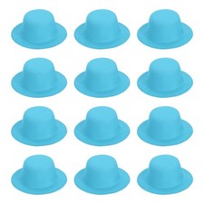 5.3 Inch Mini Formal Hats, 12 Pcs Miniature Doll Hats for Crafts, Lake Blue