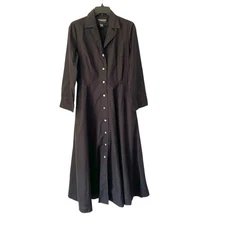 The J. Peterman Company Black Cotton Button Down Shirtdress size 8 Midi