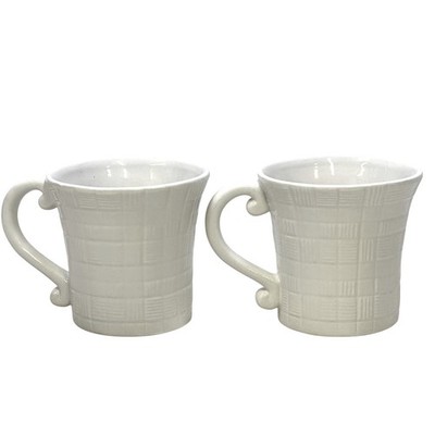 Chantilly White Graphic Studio Nova Embossed Coffee Mugs-Set of 2