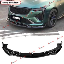 BT Style Gloss Blk Front Bumper Lip Spoiler Splitter 3PCS For 20-25 Cadillac CT4