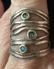 Fashion Women s Rings Silver And Ocean Shell Color Inlays Sz 6.5