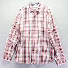 Express Shirt Mens Medium 15-15.5 Fitted Casual Button Up Red Plaid Long Sleeve